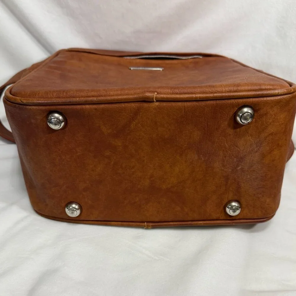 Samsonite VTG Brown Leather Crossbody Messenger Bag Adjustable Strap
